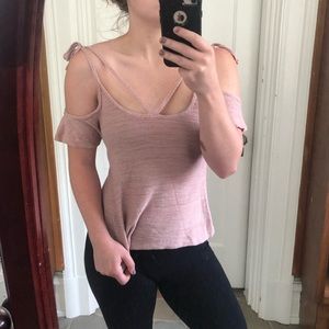 NWOT American Eagle Pink Cold Shoulder Top Size S